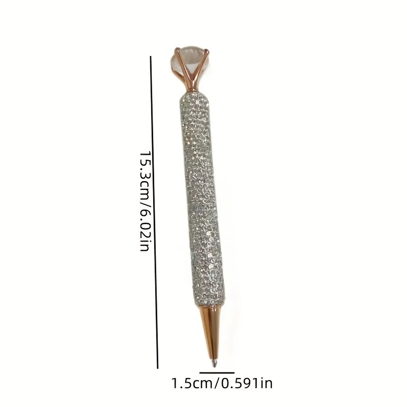 1 Rhinestone Elegant Twist-Cap Ballpoint Pen, Rhinestone Ballpoint Pen with Black Ink, Durable Writing Tool for Girls and Students, Rhinestone Pen, Office Stationery, Luxurious Writing Tool, Durable W image 6