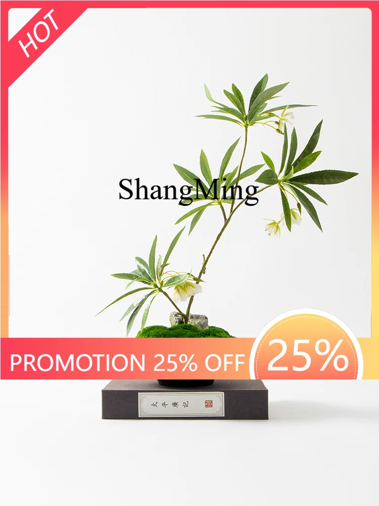 

ZYY New Chinese Table Floral Potted Plant Hotel Lobby Bonsai Table Flower Simulation Flower Ornament