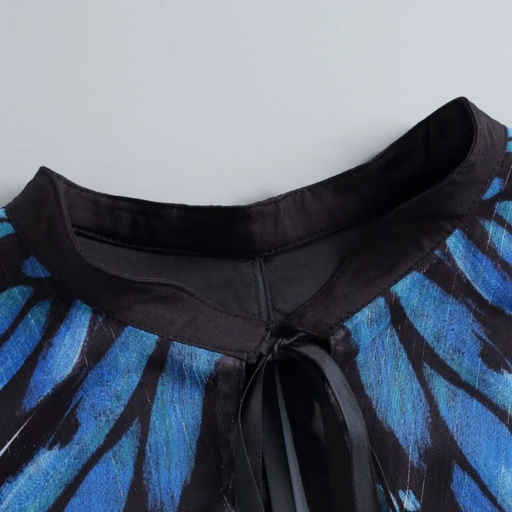 Butterfly Wing Design Fake Collar Shawl Removable Collar Lightweight Fabric Cosplay Costume Collar Blue Color Photo Shoot Prop
