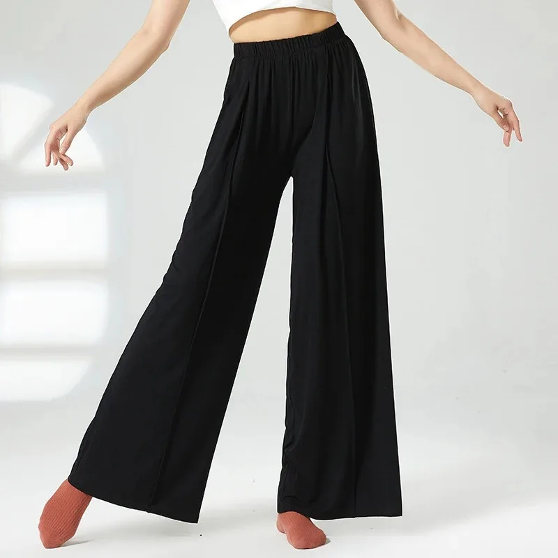 Women Classic Dance Pants Wide Leg Soft Elastic Modern Dance Yoga Body Rhyme Ballet Trainning Practice Trousers