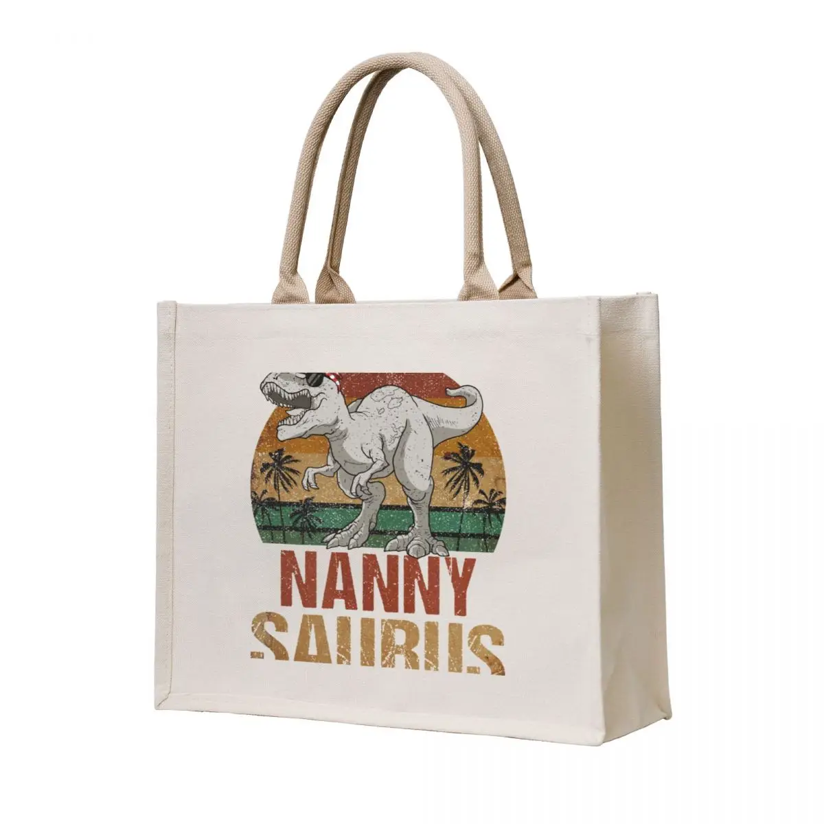 

Nannysaurus T Rex Dinosaur Nanny Saurus Vintage Tote Bag cute pouch bag Shopper bag custom fabric hand bags