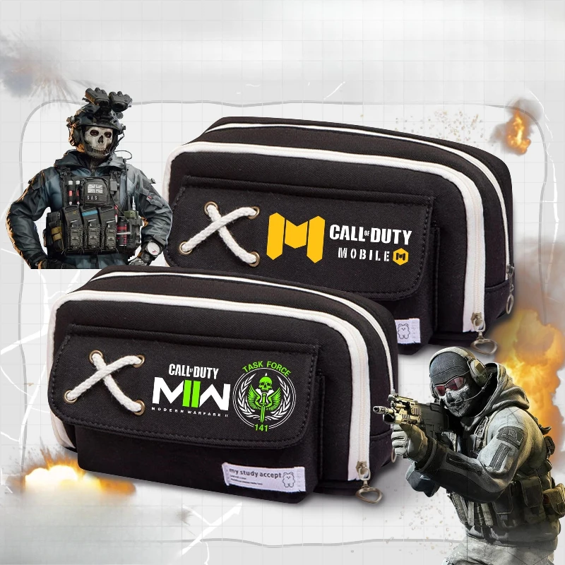 

COD Call of Duty пенал с ручкой, мультяшная большая вместительная сумка для канцелярских принадлежностей, многослойный пенал, периферийные устройства в стиле аниме, праздничные подарки