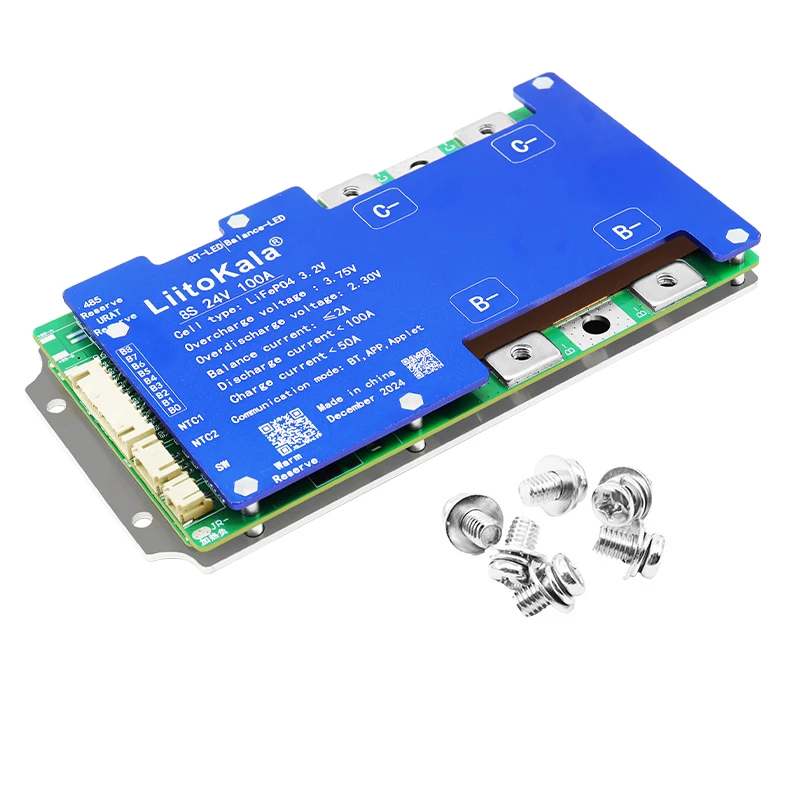 LiitoKala الذكية واي فاي BMS 100A Lifepo4 4S 12V 8S 24V 16S 48V 100A بلوتوث نظام العاكس الشمسي LFP تخزين الطاقة BT EV RV