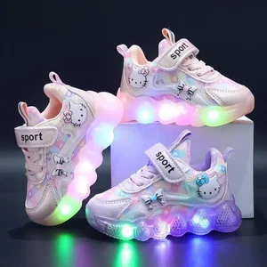 Beautiful Hello Kitty Casual Shoes For Baby Girl Children Led Led Tennis Children's Halking Shoes Children Children 12 Main Sales Children's Sneakers Girl - №11