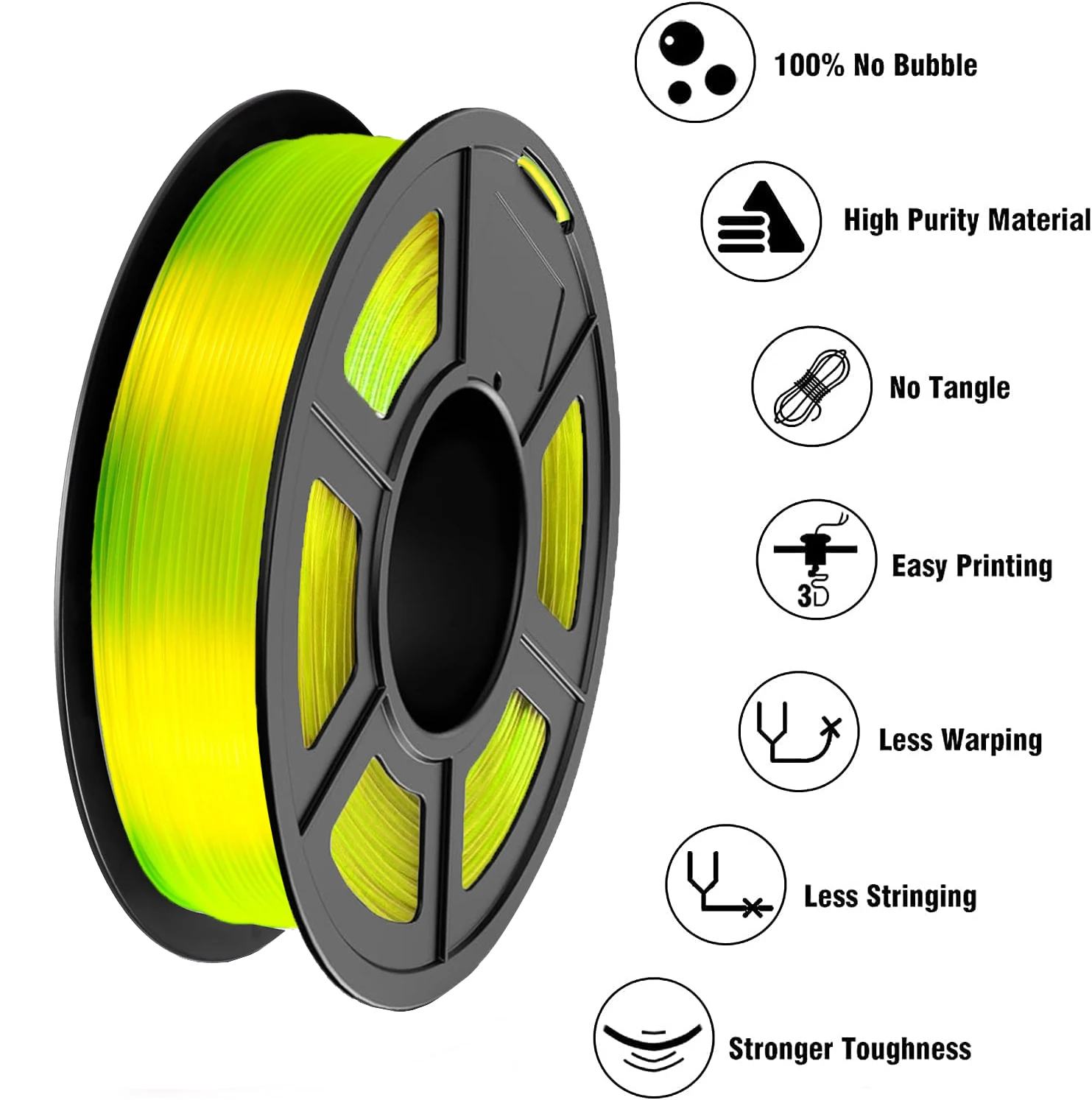 PETG 필라멘트 1.75mm 3D 프린터 필라멘트, 치수 정확도 +/- 0.02mm, (투명 노란색)