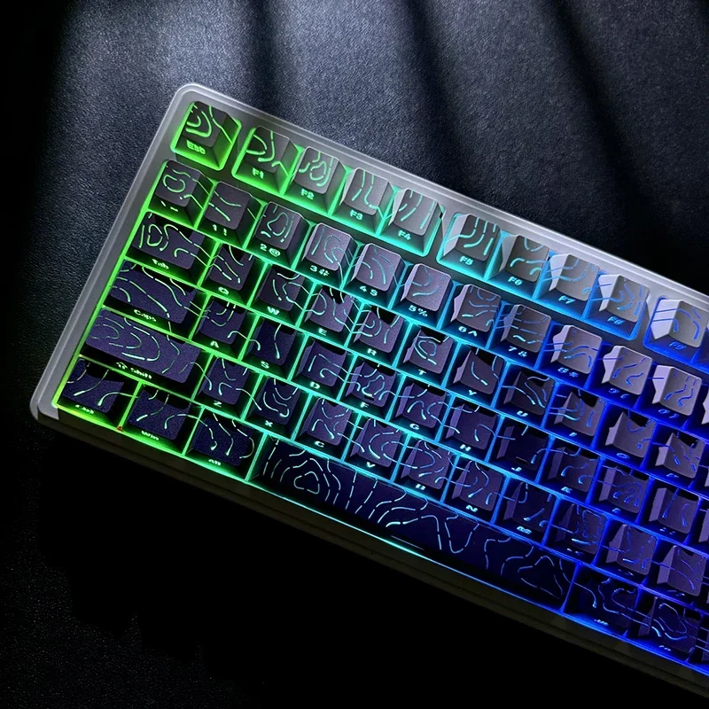 

134 клавишные колпачки для клавиш Polar Day Contour PBT с двойным выстрелом, вишневый профиль, блестящие колпачки с боковой подсветкой для переключателей MX, игровая клавиатура