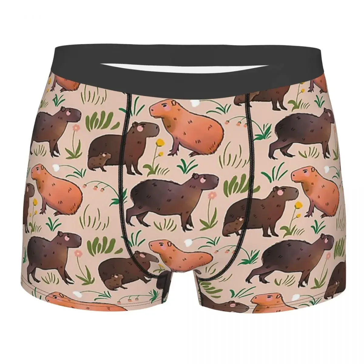 Novelty Boxer Capybara Cute Green Animal Pattern Shorts Panties Men's Underwear Breathable Underpants for Homme S-XXL