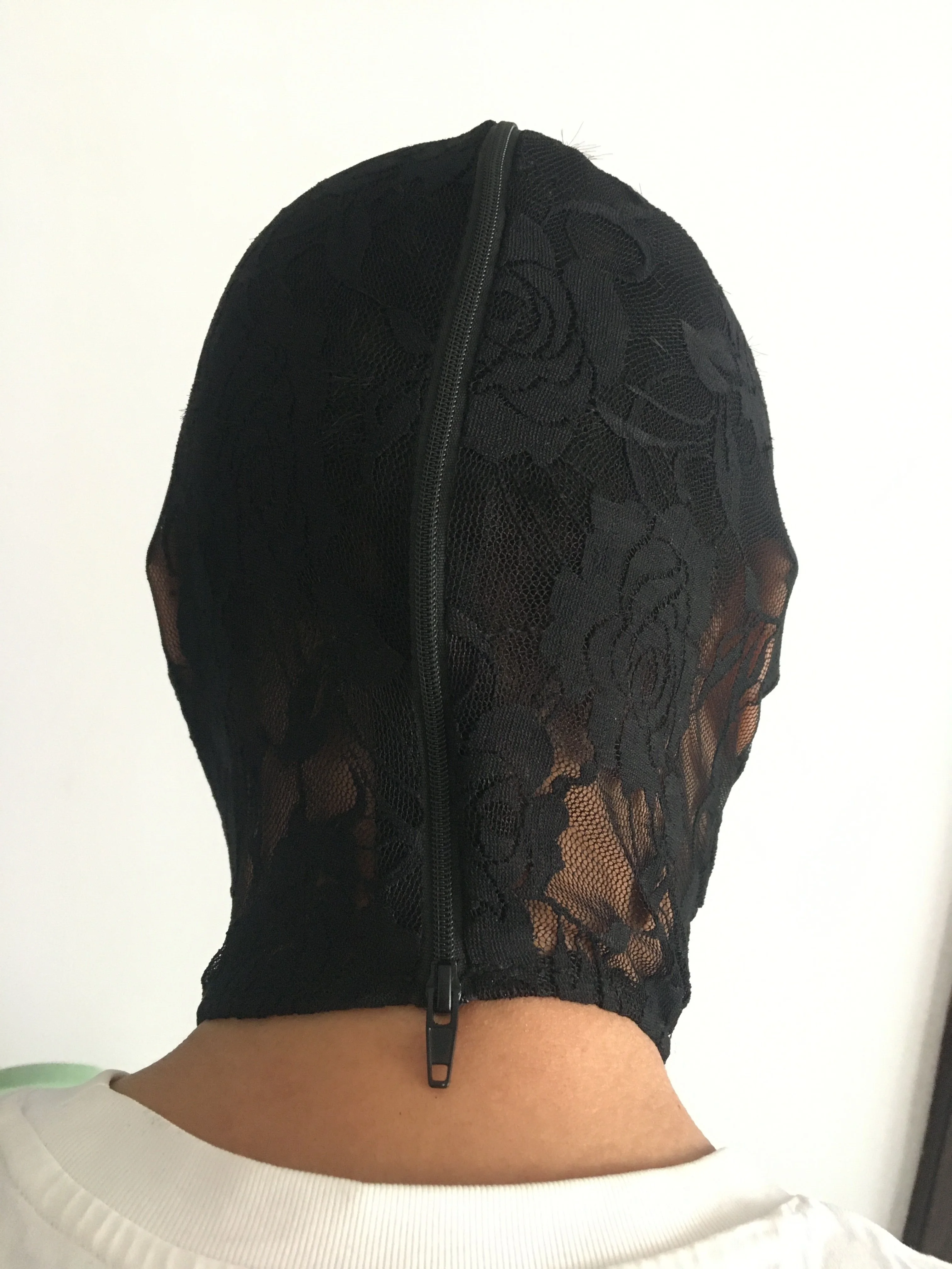 أسود مفتوح الفم دنة الدانتيل غطاء محرك السيارة الكامل دور اللعب مثير Dominatrix الرقيق قناع زي