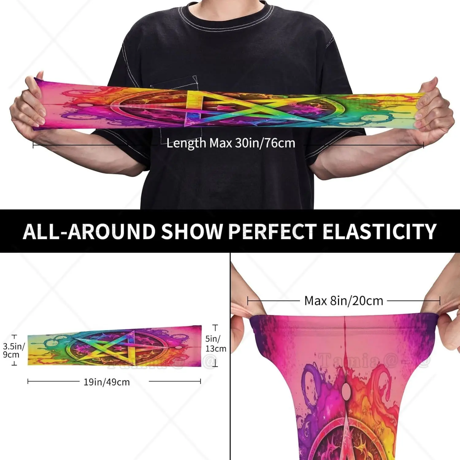 Triple Moon Pentagram Goddess Wiccan Arm Sleeves Uv Protection Sun Unisex Sport Ice Silk Sleeves