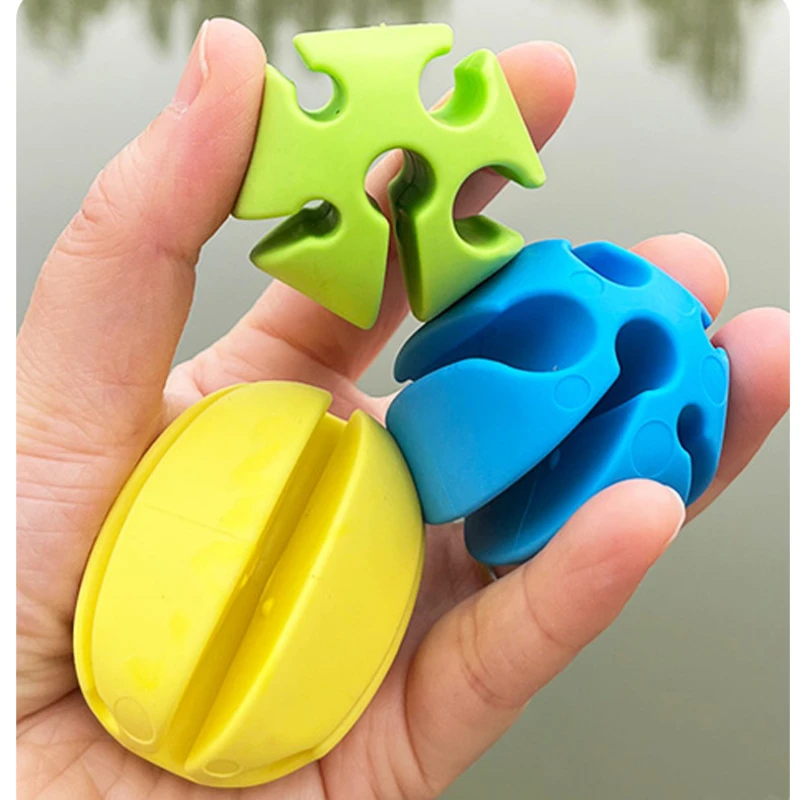 6pcs Silicone Fishing Rod Clip with Ball 5 Hole Fishing Rod Holder Ball Multifunctional Bundle Ball Tackle Ties Fishing Rod Tool