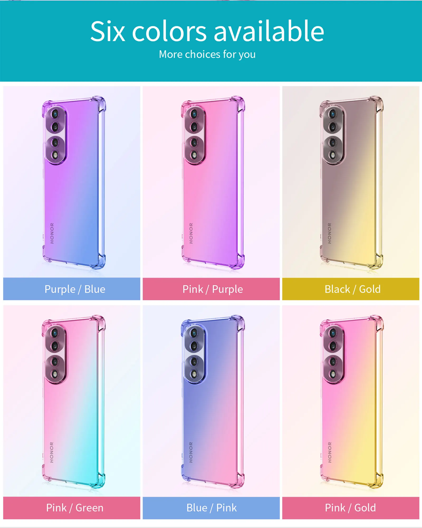 Phone Case For Honor 70 80 90 100 200 Lite Honor X40 Clear Cute Gradient Slim Anti Scratch Flexible TPU Shockproof Honor 70 Pro