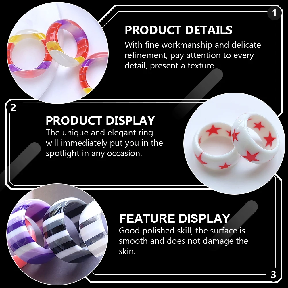 

4pcs Resin Simple Finger Fashion Tail Ring Jewelry For Party Anniversary Birthday Decoration Stylish Unique Ring Fine