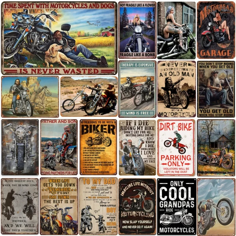 Vintage Motorcycle Enthusiasts Metal Art Nostalgic Garage Decor Metal Tin Signs Posters Plate for Bar Garage Club Vintage Lovers view 2
