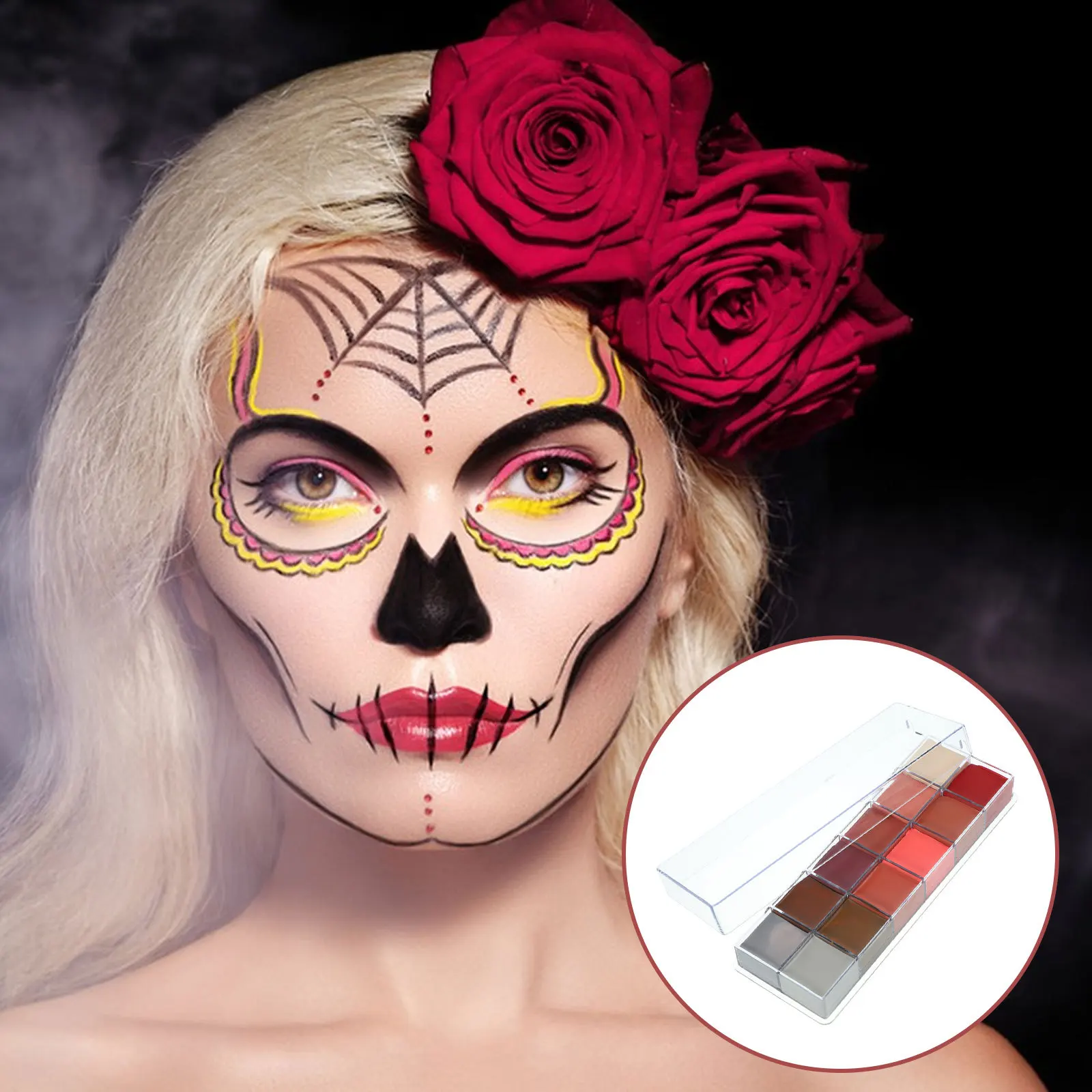 

Flash Colors Palette Безопасный нетоксичный боди-арт для детей Хэллоуин Вечеринка Карнавал Сценическое представление Краска для лица для детей Лицо