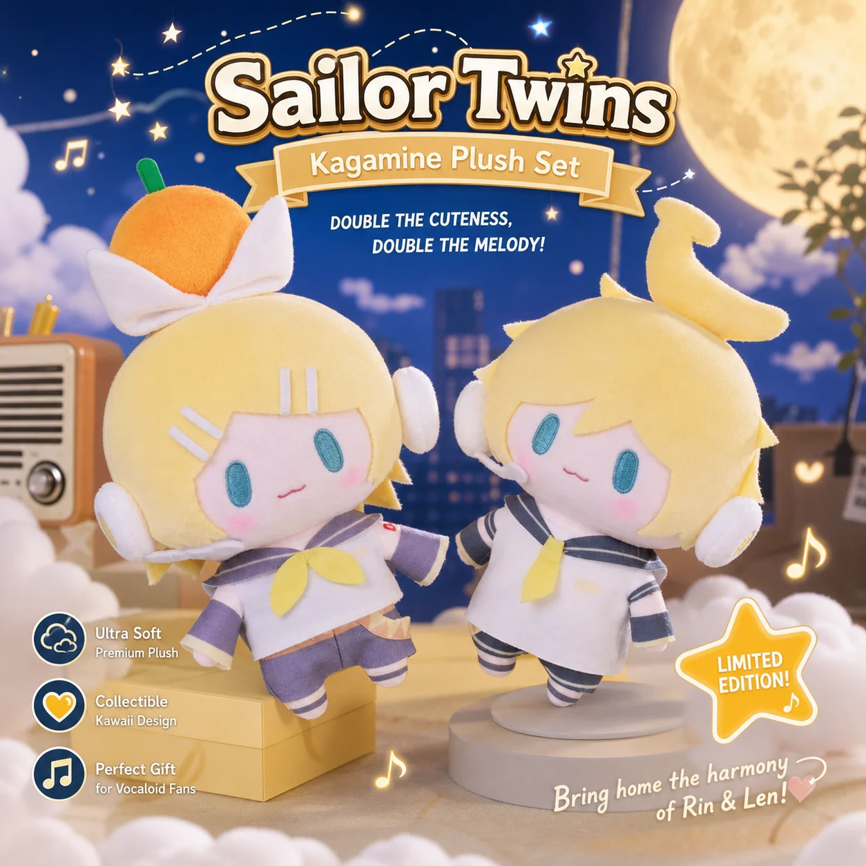 Hatsune Miku Plush Toy Kagamine Len Rin Backpack Keychain Cute Stuffed Dolls Collection Model Ornament Gift For Girls