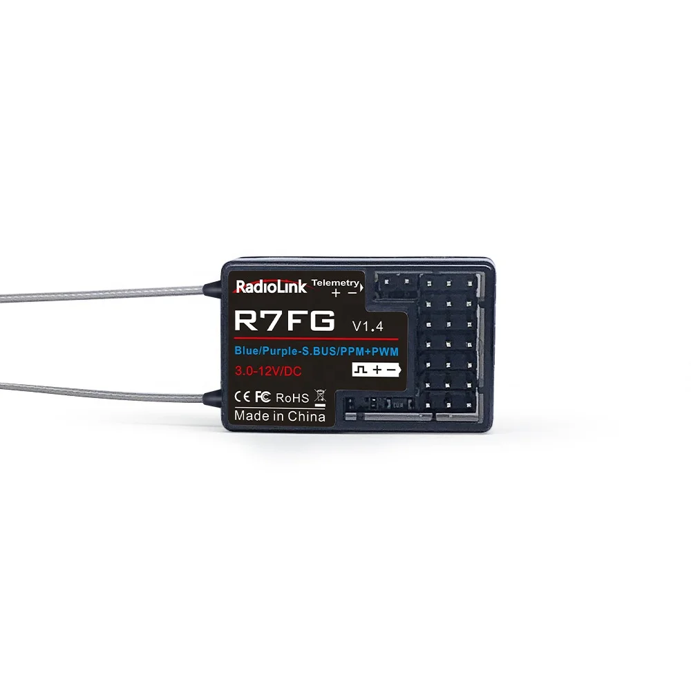 RadioLink R7FG Dual Antenna 2.4GHz Gyro Receiver 7CH Voltage Transmission for RC6GS RC4GS Transmitter RC Car & Boat Parts