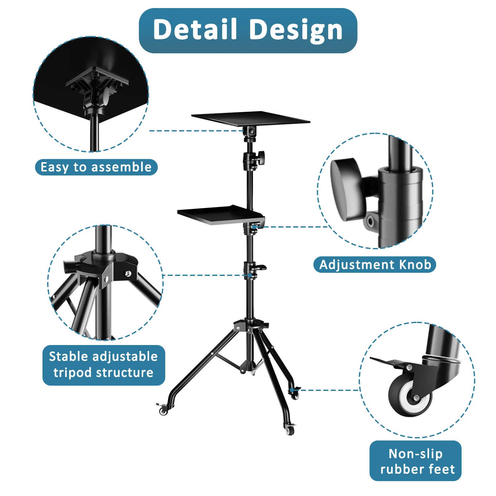 SH Soporte para trípode para proyector, trípode para computadora portátil, altura ajustable, mezclador de DJ, mesa de pie, soporte de escritorio para computadora al aire libre para escenario o estudio