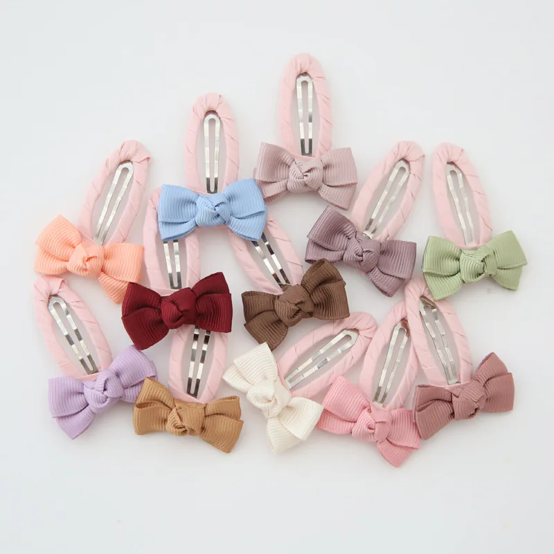 72 Pcs/Lot Mini Ribbon Bow Snap Clips For Kids Girls Sweet Bow Hairpins Baby Hair Accessories