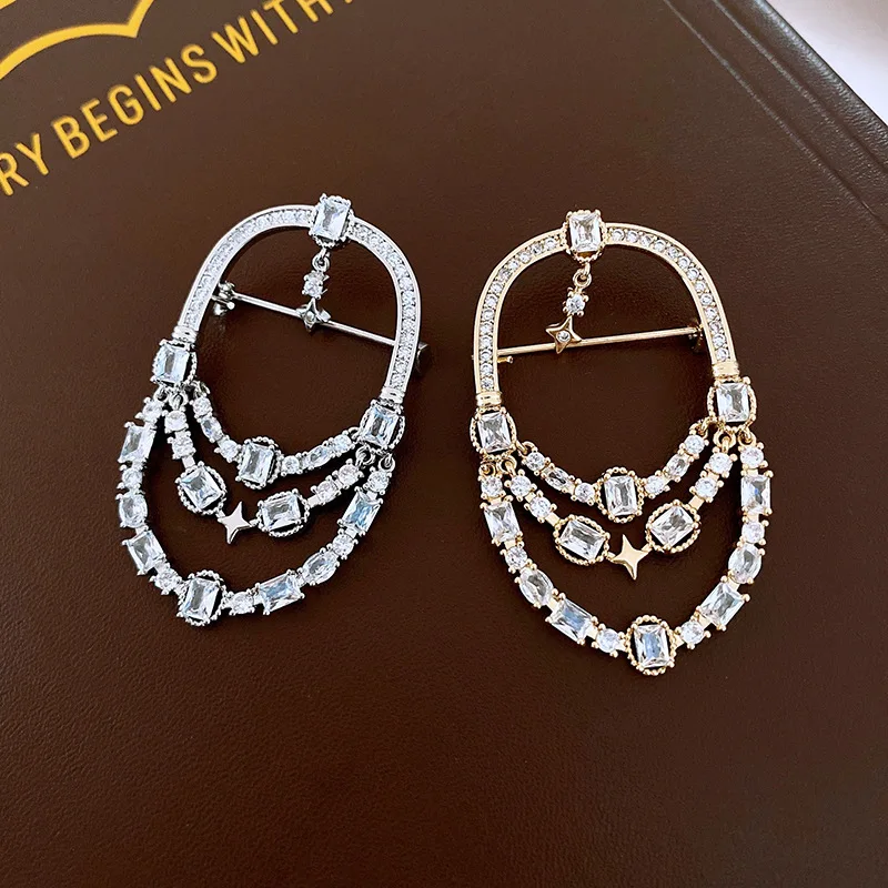 DREJEW อัลกุรอานแฟชั่นเพทายเข็มกลัดรูปไข่สําหรับผู้หญิงอารมณ์ความรู้สึกสูงเสื้อผ้าขาแฟชั่นสูทอุปกรณ์เสริมของขวัญพรรค