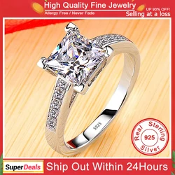 Never Fade Certified White Tibetan Silver Rings for Women Fashion Jewelry Natural Clear Cubic Zirconia Rings Wedding Accessories