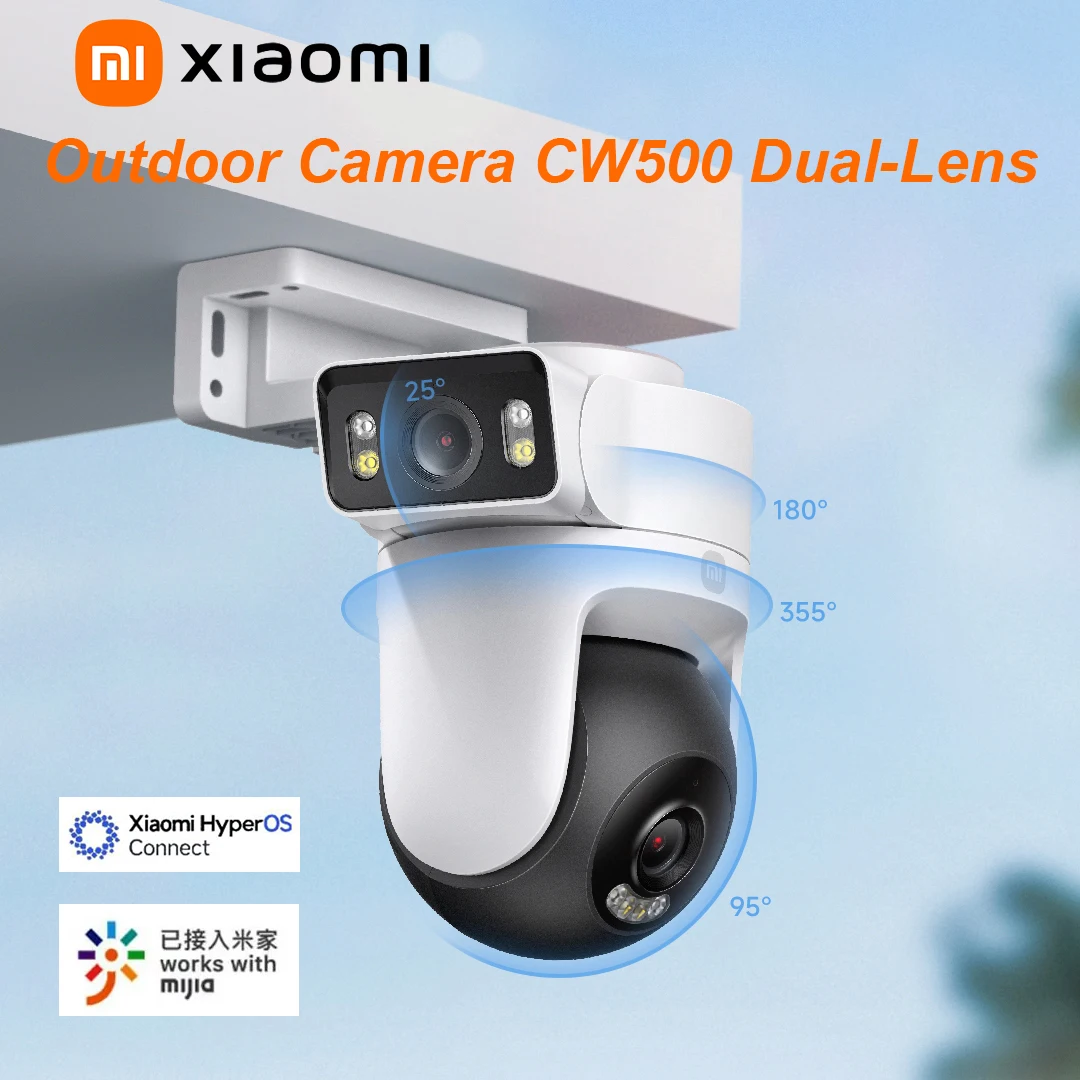 Xiaomi Outdoor Camera CW500 Dual-Lens WiFi 6 360° Dual 4MP 2.5K IP66 AI Detection Full-Color Night Vision Smart Mi Home APP CN
