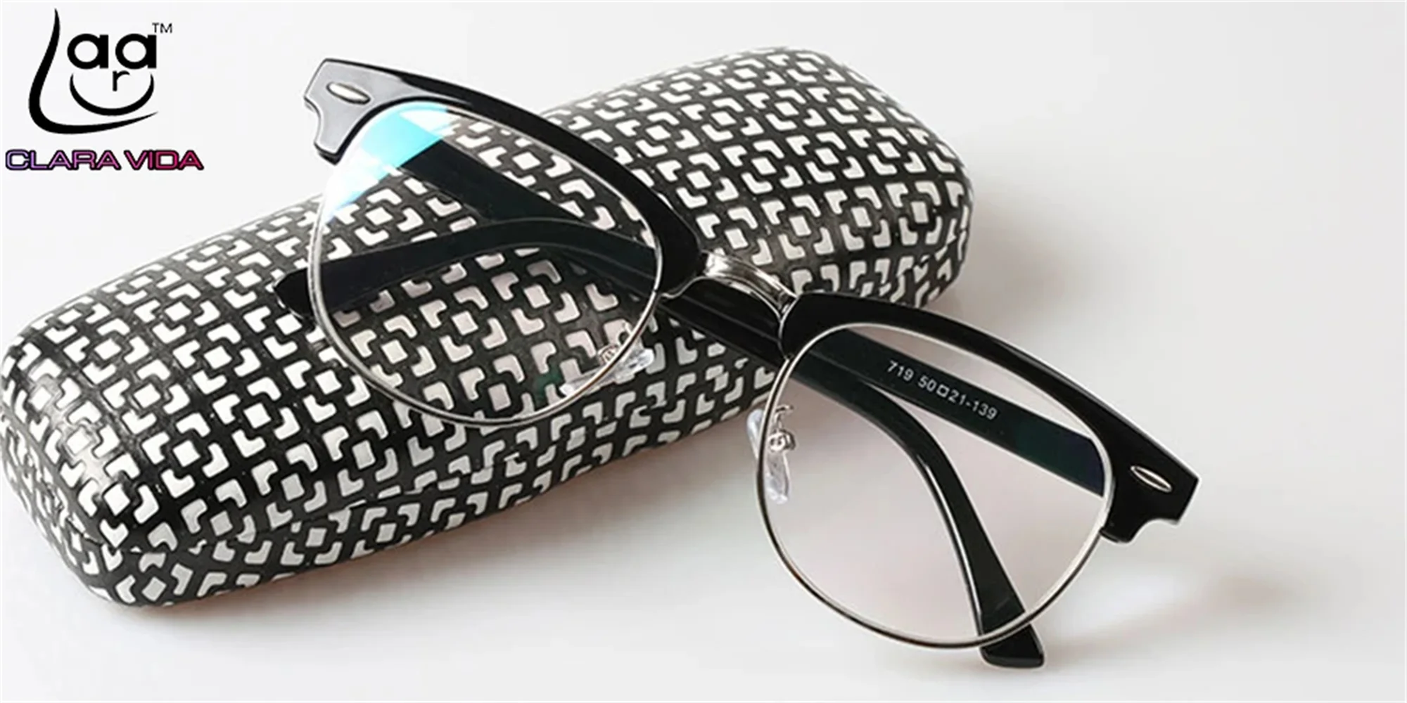 

=CLARA VIDA= Eyebrow Frames Reading glasses Rivet design non spherical Coated lens with glasses case +1 +1.5 +2 +2.5 +3 +3.5 +4