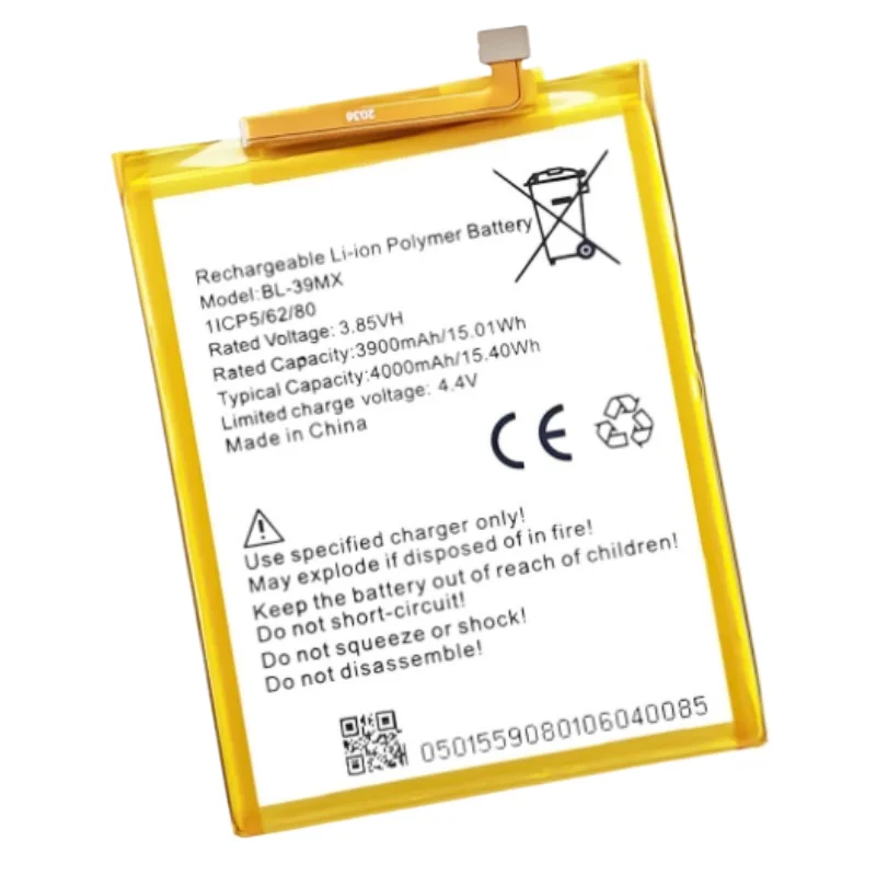 BL-39MX High Quality Phone Battery 3.85V 4000mAh For Tecno X660 1560 2/S5 Pro Brand New Replacement Battery