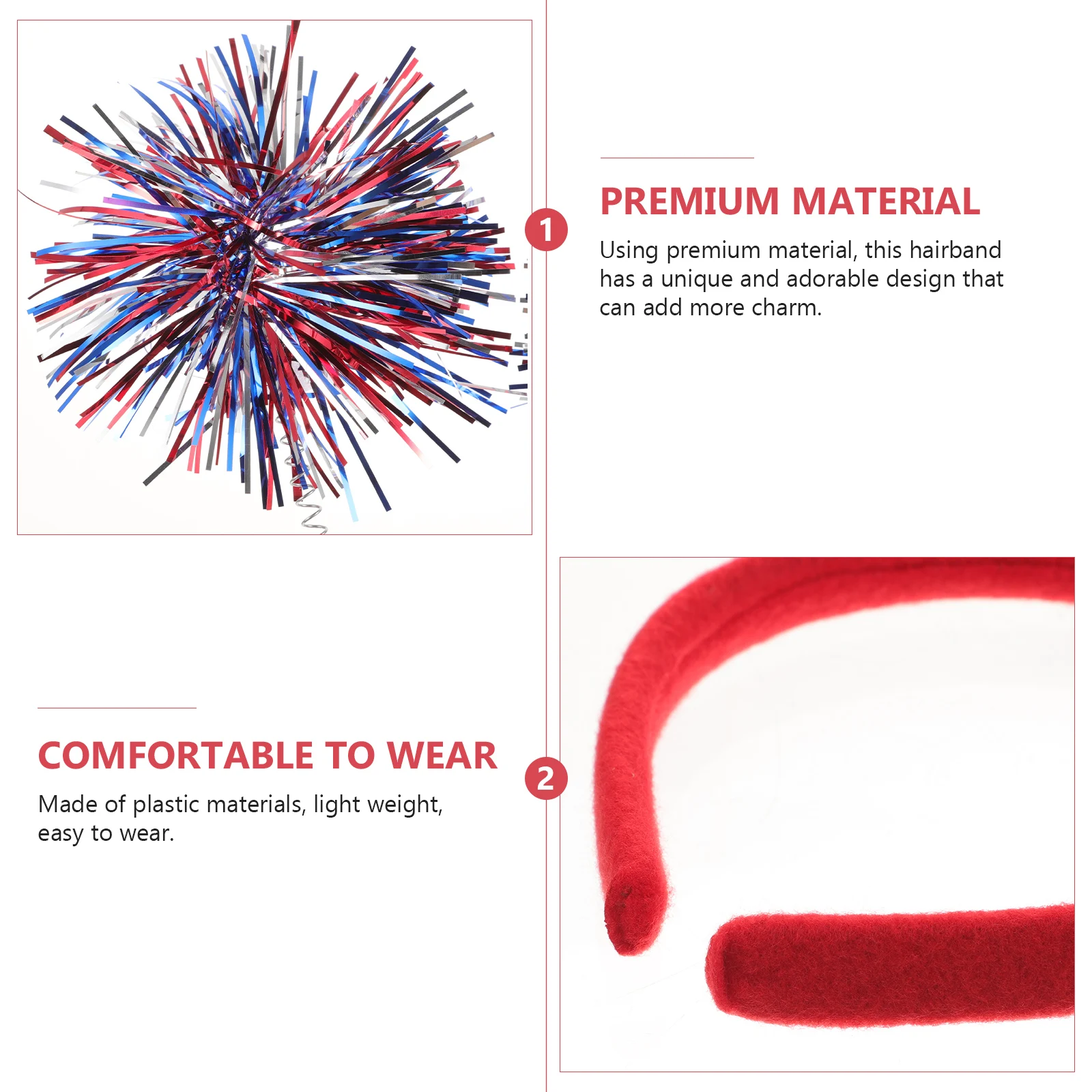 

2Pcs Independence Day Hairb s 4th of July Decorative Headb Patriotic Headdress Safe Material Photos Parties Celebrations Holiday
