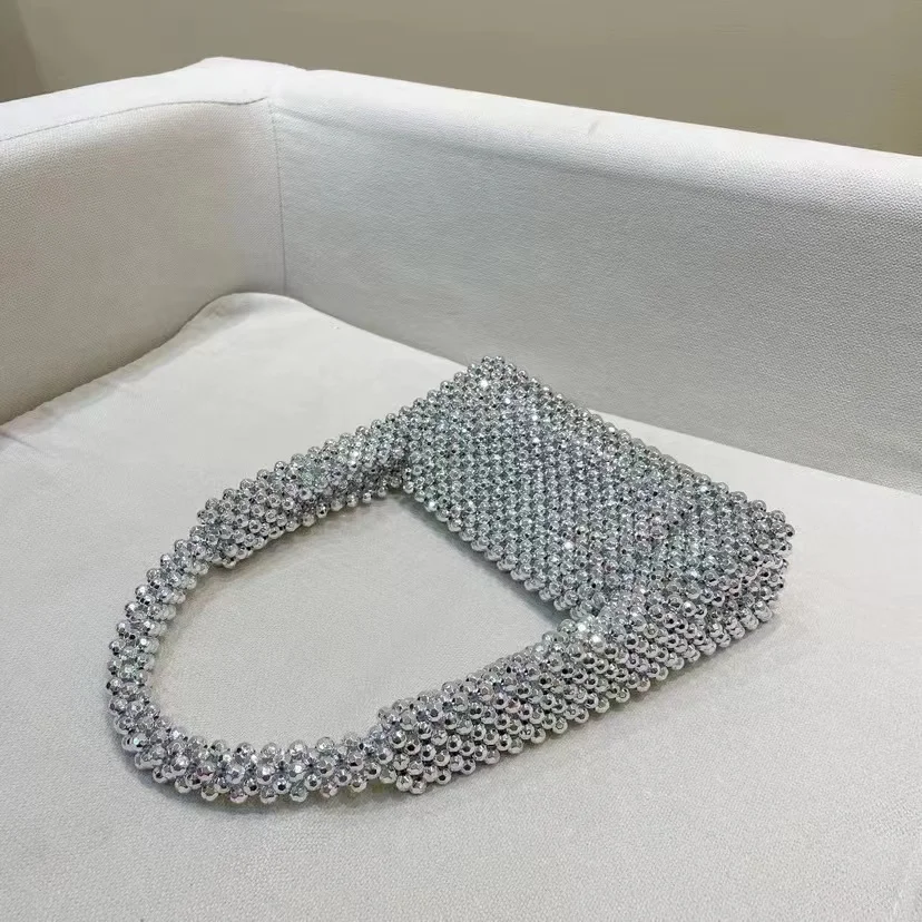 

Glitter Shiny Acrylic Beads Beading Handmade Handbag Women Shoulder Underarm Bag Bling Evening Bag Wedding Party Clutch Purse