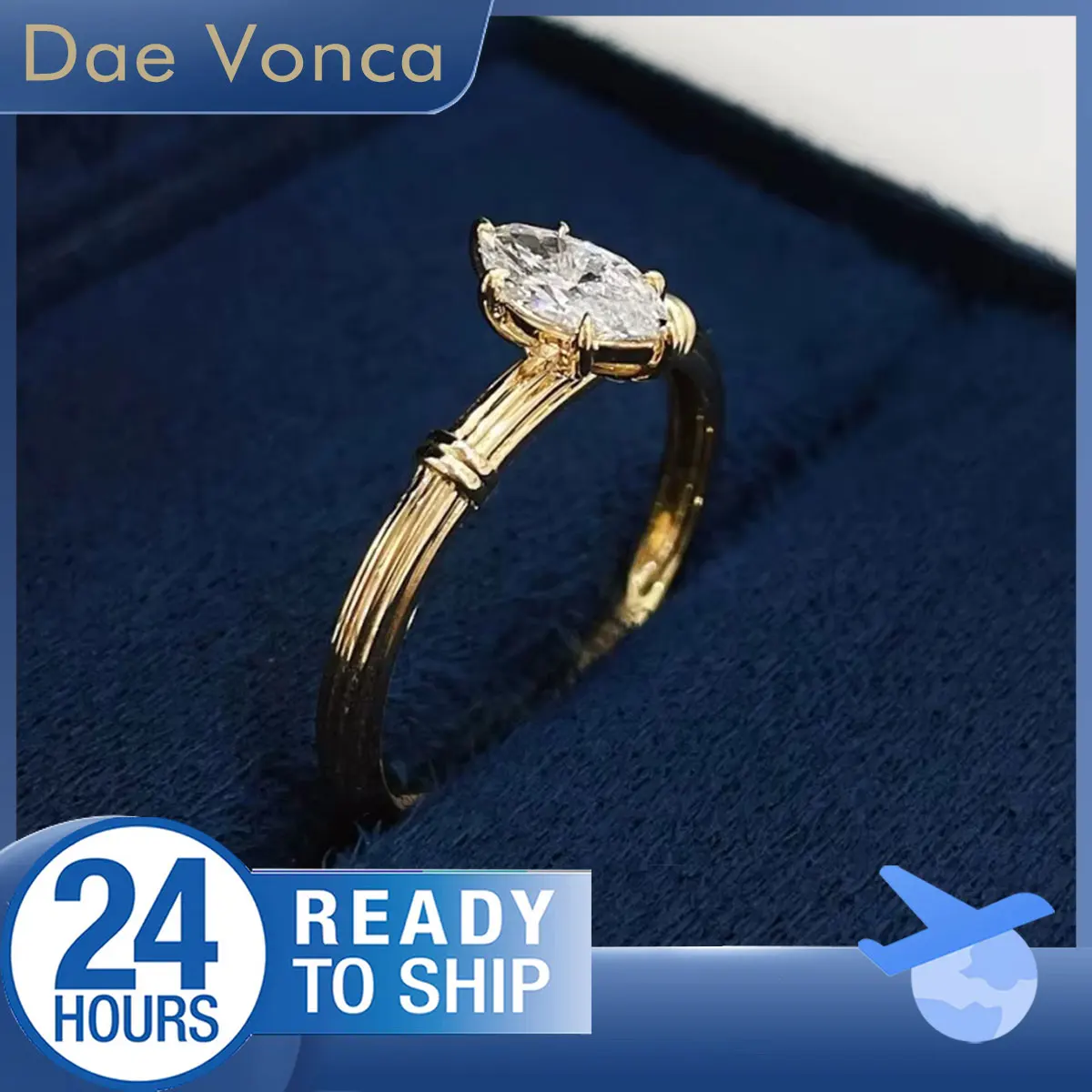 

Classic Solitaire Ring In 18K White Gold Marquise Cut Lab Grown Diamond Ring Roman Column Shank Diamond Ring For Engagement