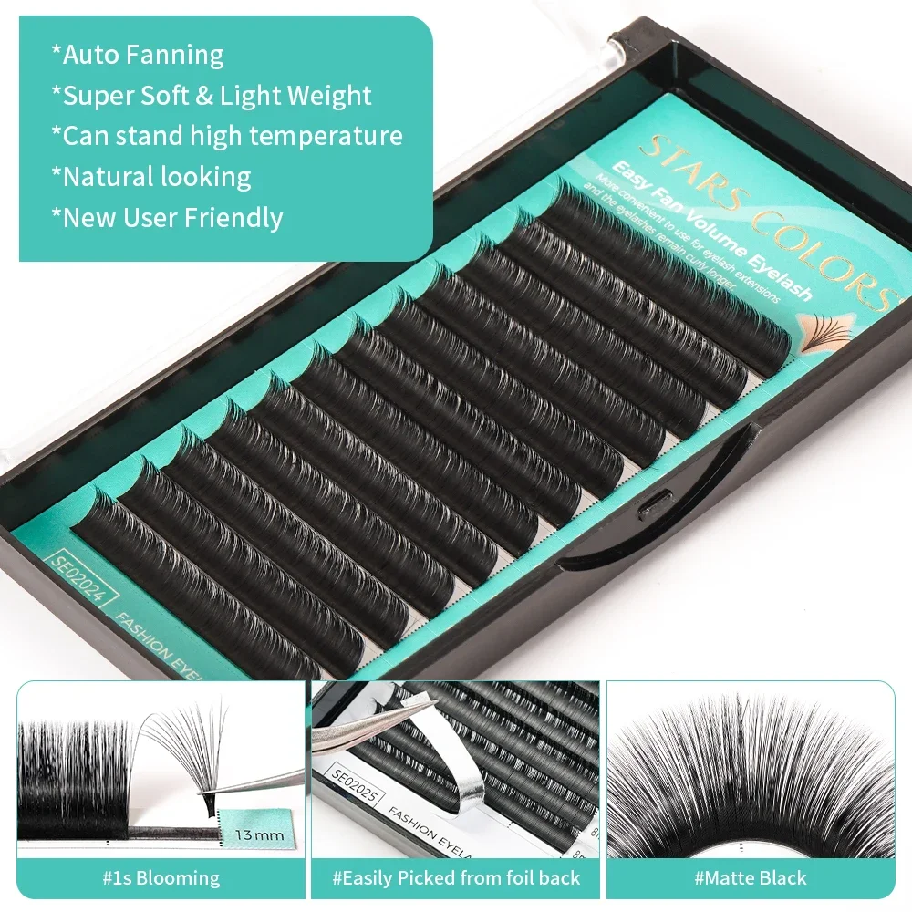 

New Arrival DIY Flat Hair False Eyelashes 8-15MM Black Mega Volume Easy Fan Lashes Women Wedding Party Beauty Makeup Tools