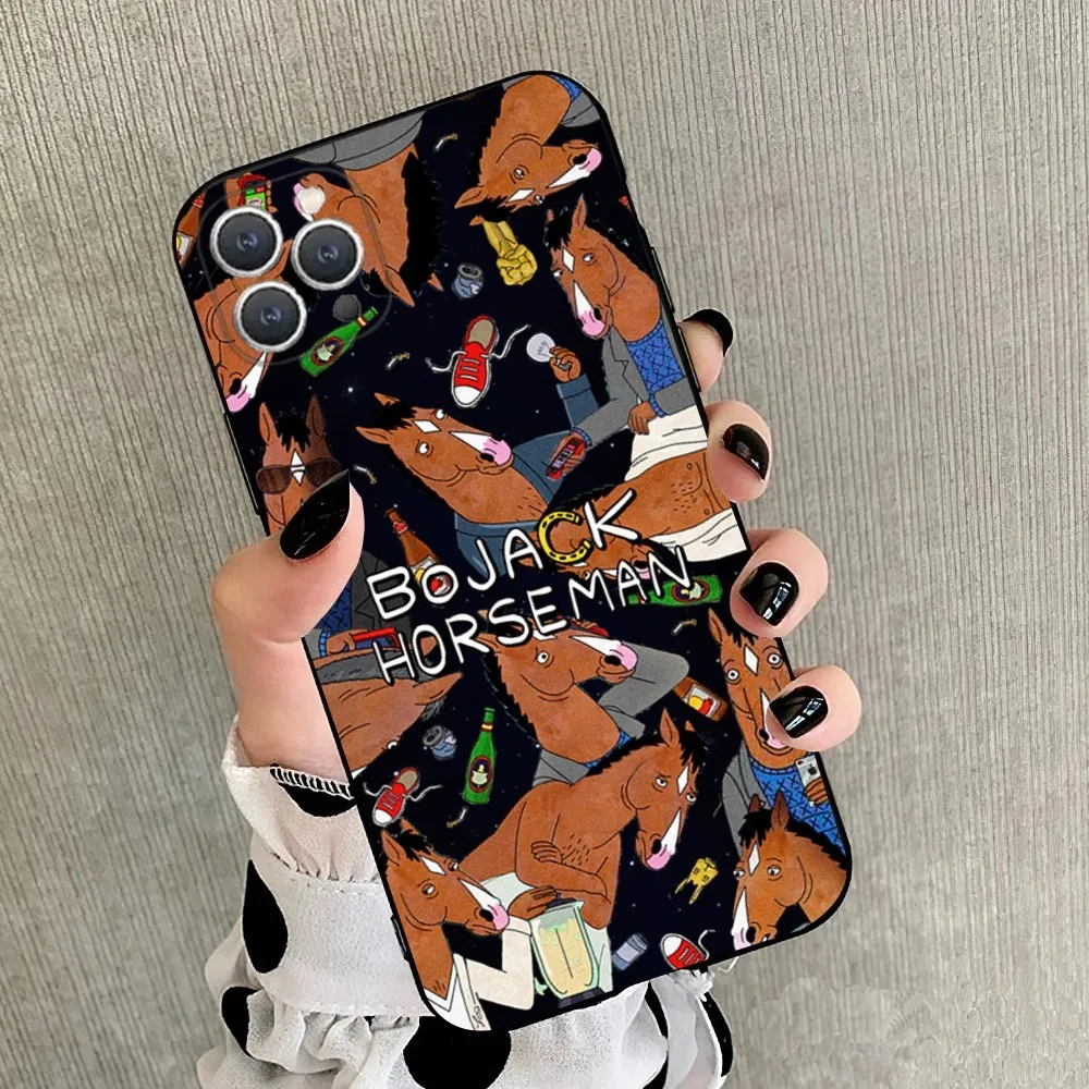 B-BoJack Horseman  Phone Case For iPhone 15,14,13,12,11,Plus,Pro Max,XS,X,XR,SE,Mini,8,7 Soft Silicone Black Cover