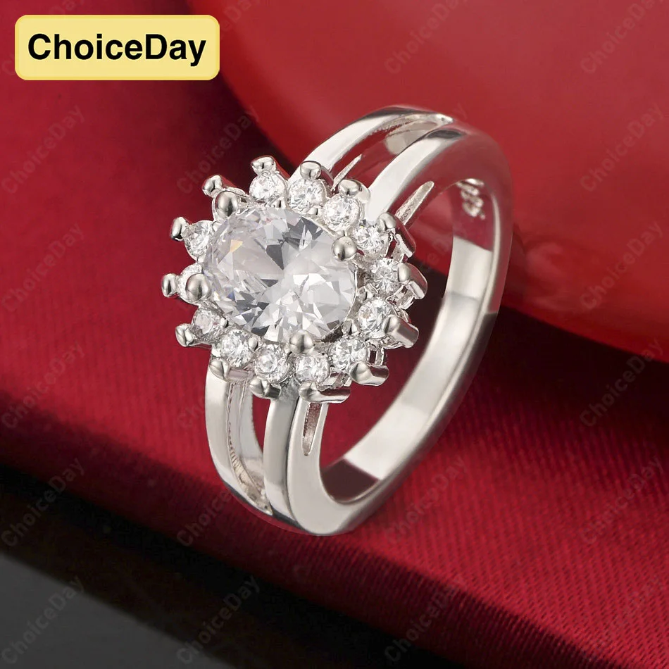 

ChoiceDay Elegant 925 Sterling Silver 7-10 Exquisite Zircon Ring Women's Jewelry Temperament Accessories Party