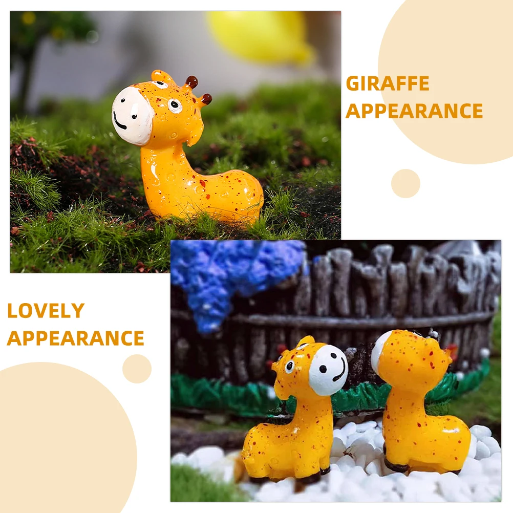 

20pcs Giraffe Statue Resin Decorative Desktop Lawn Ornament Adorable Small Animal Figure For
