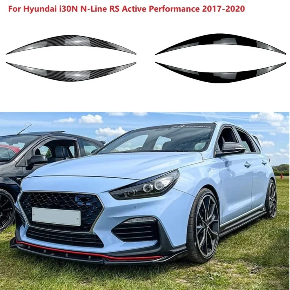 2X Auto Evil Headlight Eyebrows Eyelid For Hyundai i30N N-Line RS Active Performance 2017-2020 3D Stickers Tuning ABS Glossy