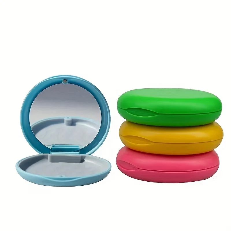 Denture Storage Box With Mirror Dental Braces Orthodontic Case Retainer Box Case Magnetic Aligner Mouth Guard Container