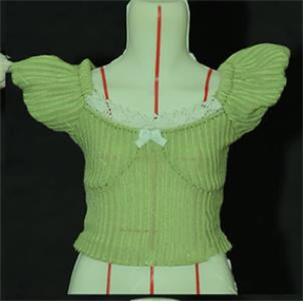 1/6 Female Knitted Sling Vest Low-cut Long Sleeves Shirt  Mini Skirt  Dress Arm CoverFemale Clothes for 12