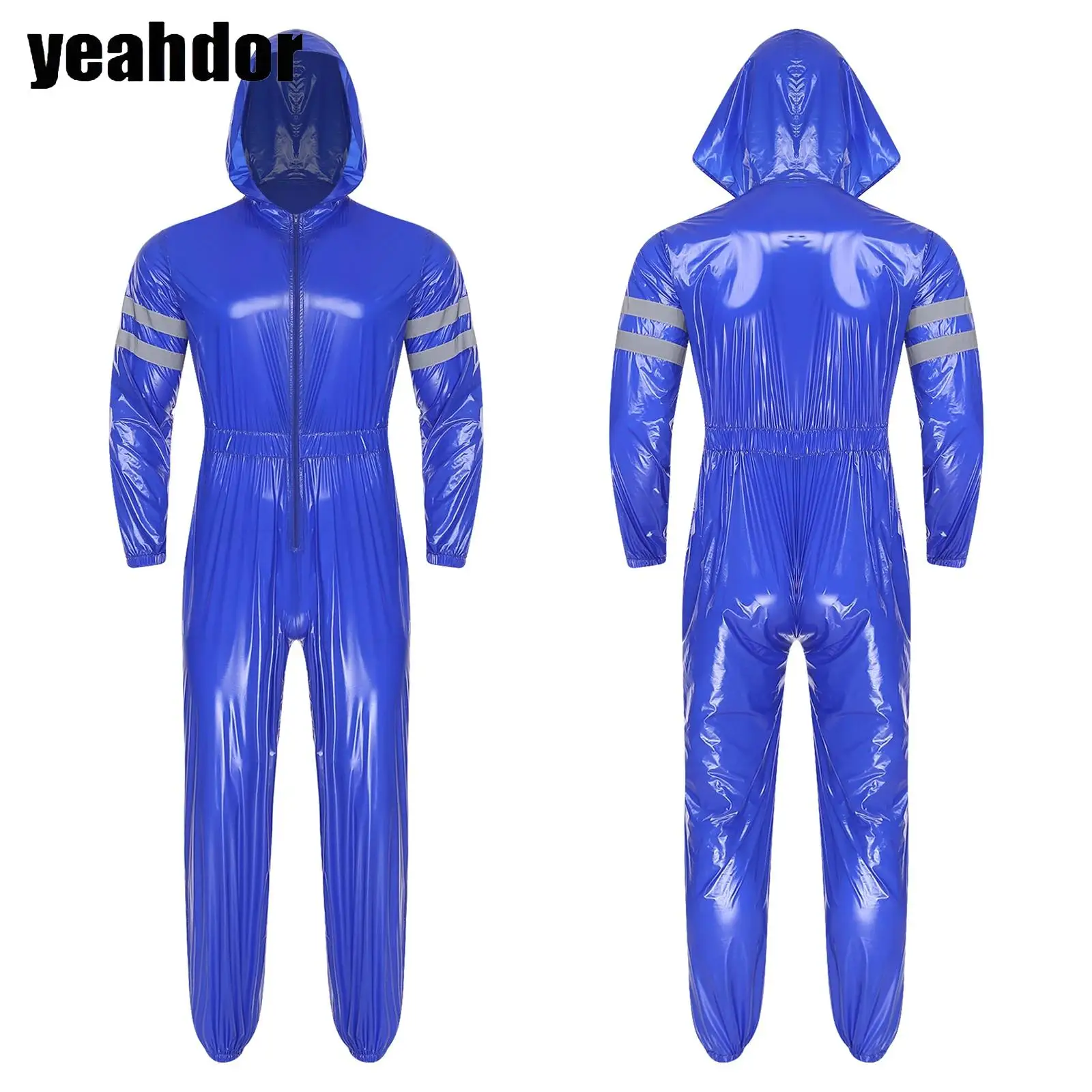

Men Safety Clothing Factory Workshop Working Water Resistant Coveralls High Visibility Reflective Dustproof Hooded Work Jumpsuit