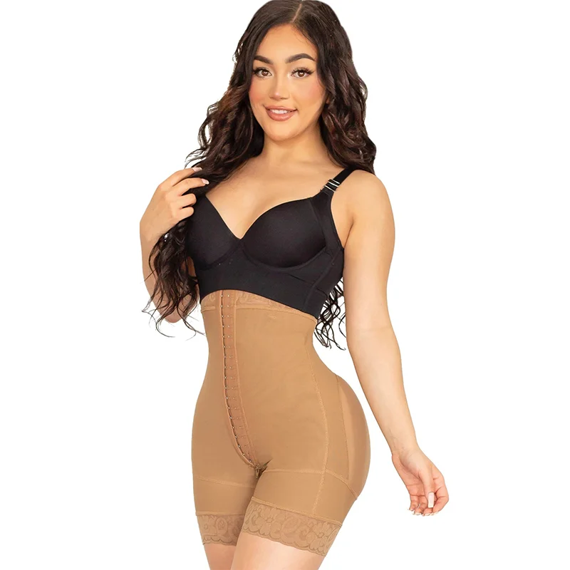 Fajas Women Double Compression Belly Hook-eyes Butt Lifter Body Shaper Garment Adjustable Straps Waist Trainer Shapewear