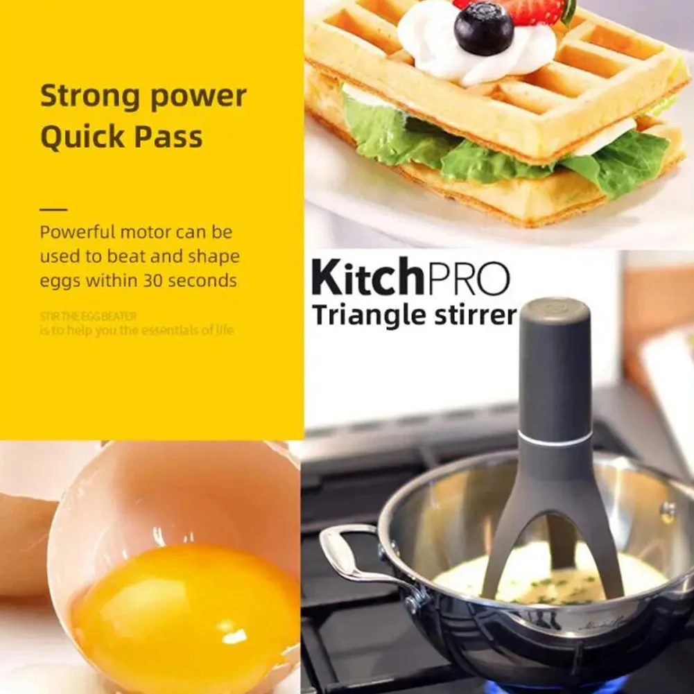 Triangle Pan Stirrer Egg Whisk Multifunction Sauces Soup Cream Blender Dishwasher Safe Battery Operated for Home Kitchen