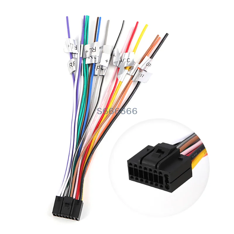 

Auto Stereo Connector For Radio CD DVD Universal Power Horn Wire Plug 16 Pins Car Audio Wiring Harness Adapter Plug