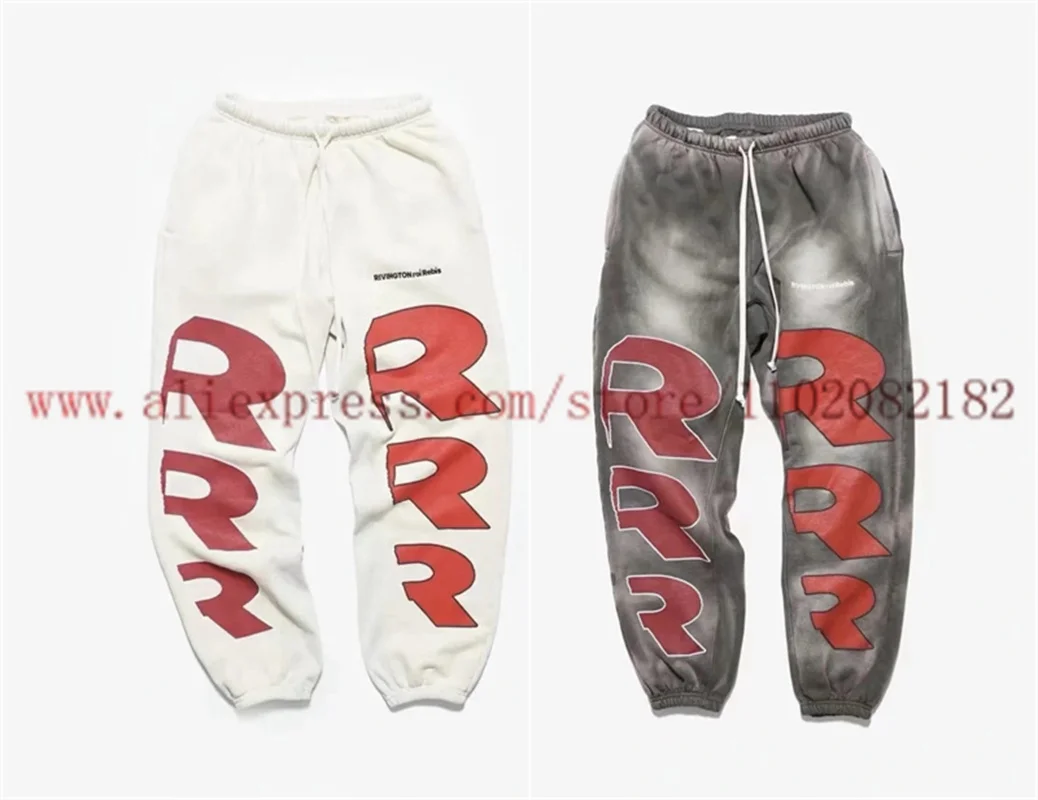 RRR123 Sweatpants 2024FW Sunwash Brown Loose Drawstring Pants Men Women 1:1 High Quality RRR123 Logo Trousers