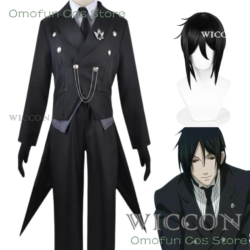 Black Butler Sebastian Michaelis Cosplay Sebas Costume Wig Japanese Anime Carnival Party Uniform Wig Anime Halloween Costumes