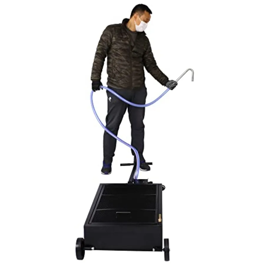 25갤런 오일 드레인 팬과 전기 펌프, SUV 및 트럭용 휴대용 저프로파일 오일 교환용, 이동식 오일 드레인 카트