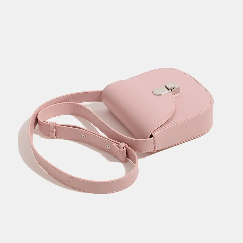 Withered Casual Saddle Bag Female 2024 New Fashion Blogger French Solid Color Simple Commuter Armpit Messenger Bag Girls