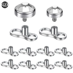 1/5PCS Titanium 14G CZ Micro Dermal Piercings Set Dermal Anchor Base & Tops Crystal Skinner Diver Dermal Piercings Sexy Jewelry