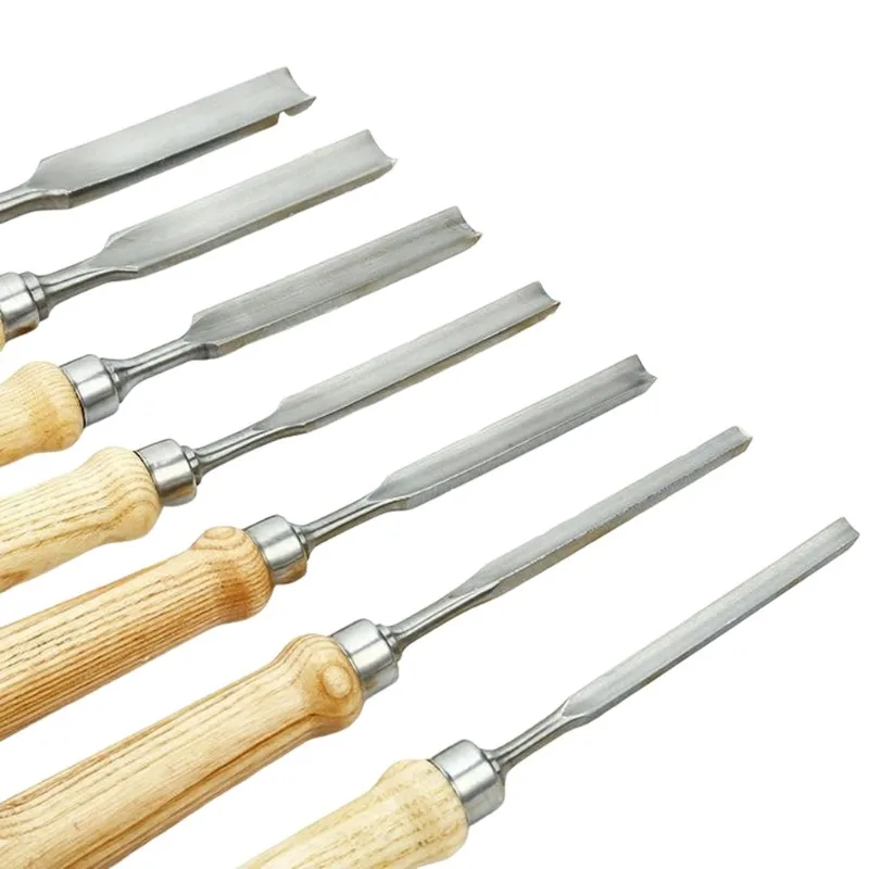 

ABBY-Professional 7PCS Wood Carving Chisel Set- Chrome Vanadium Steel Blades& Wooden Handles, Full Range Of Sizes