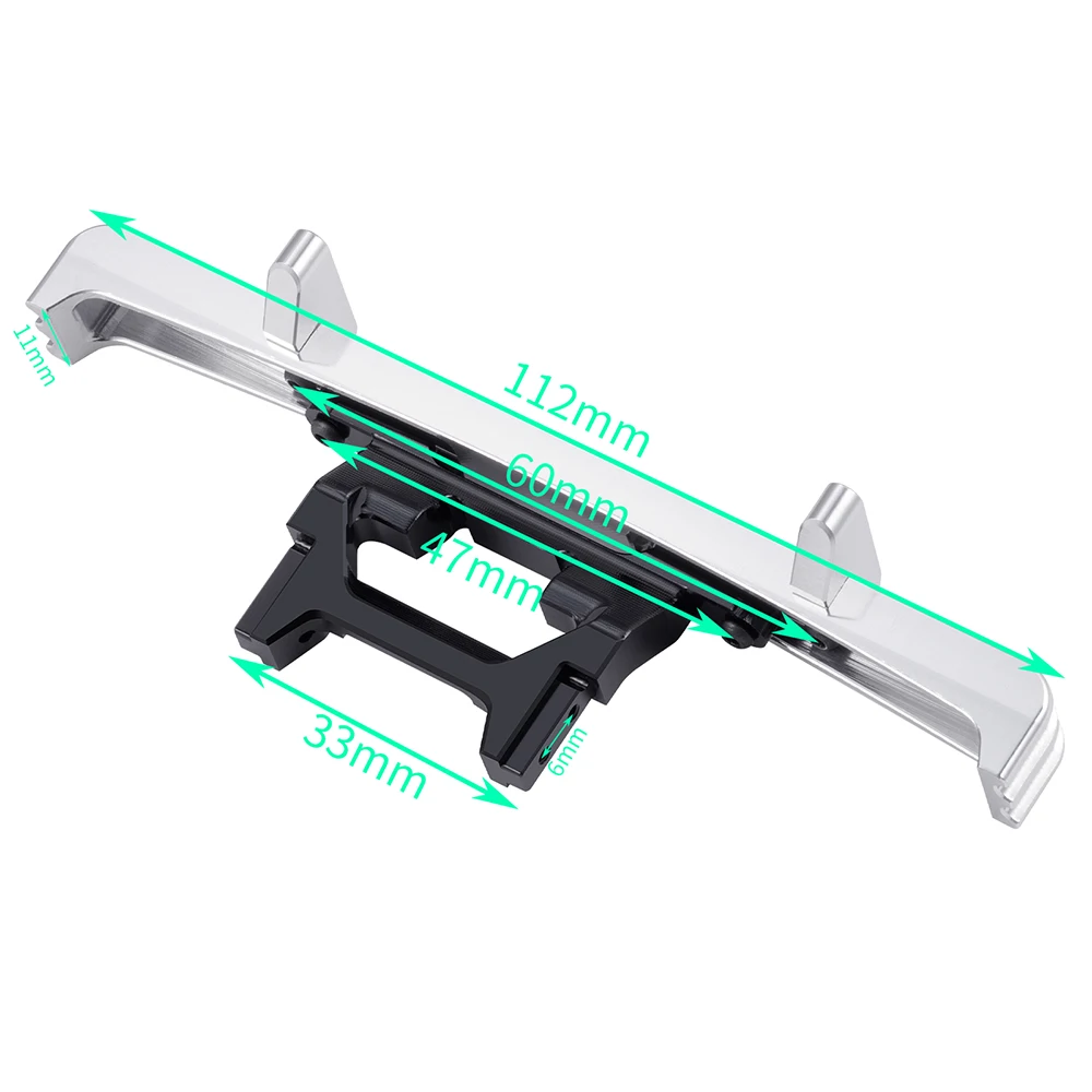 MIBIDAO 1 szt. srebrzysty aluminiowy przedni/tylny zderzak do TRX4-M F150 1/18 RC Crawler Car Upgrade Parts