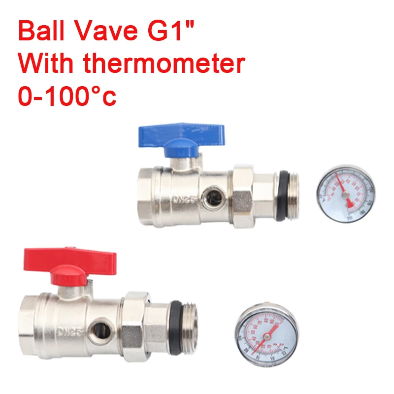 Floor heating manifold system, DN25 brass backflow valve, with thermometer 0~100 ℃