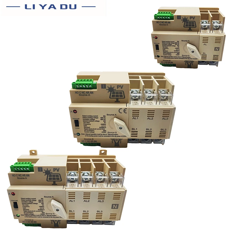 Imagem -05 - Mini Interruptor de Transferência Automática das Energias Solares na Rede Trilho do Ruído Ats Ats Sistema do Picovolt Poder ao Poder da Cidade Ac220v 2p 3p 4p